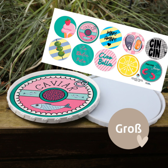 Outdoorstoff - La Dolce Vita - Inlays für Silikon - Dekoteller - Tablett - Groß - Frida Kreativ - abby and amy