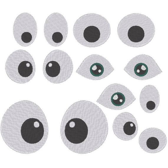 Stickdatei Augen für Kuscheltiere Kissen Bettschlagen