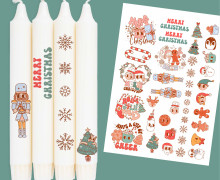 DIN A4 - Tattoofolie - Weihnachtsfest - für Kerzen / Keramik - Weihnachten