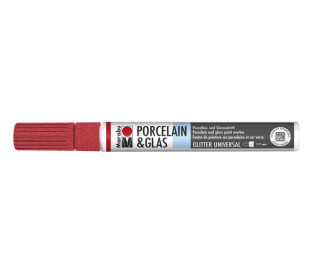 1 Porzellan- Und Glasmalstift - Universal - 1-2mm - Marabu - Glitter-Rot (Col. 532)