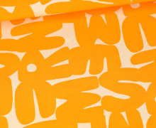 Viskose - Webware - Popeline - Buchstaben - Creme/Orange