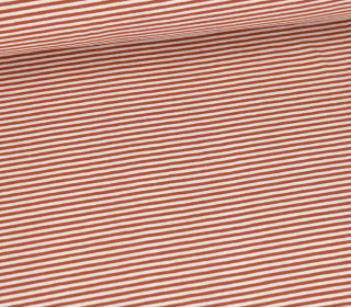 Jersey - Kleine Streiflinge - Yarn Dyed - 2mm Streifen - Warmweiß/Rostorange