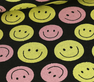 Bio-Jacquard - 4 Farb Spezial Jacquard Jersey - Smile - Choose Your Vibe -Schwarz - Hamburger Liebe
