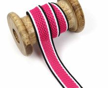 1 Meter Zierband - Dekoband - Netz - 20mm - seitliche Streifen - Pink