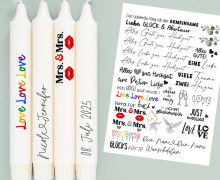 DIN A4 - Tattoofolie - Mrs. & Mrs. - Hochzeit - für Kerzen / Keramik