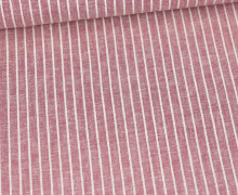 Leinen - Baumwolle - Mischgewebe - Dünne Weiße Streifen - 176g - Melange - Bordeaux