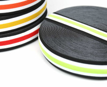 1 Meter Gummiband - 30mm - Five Stripes - Schwarz/Hellgrün