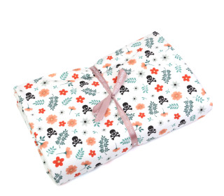 1,05m Zuschnitt - Sommersweat - Easy Halloween - Skulls and Flowers - Weiß - Halloween - Bio Qualität