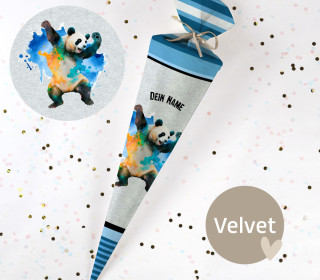 DIY-Nähset Schultüte - Cool Panda - Velvet - zum selber Nähen