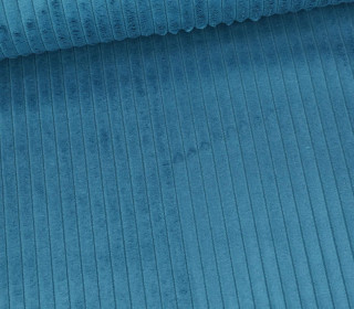 Samt - Chenillegewebe - Dekostoff - Breite Rippen - Polsterstoff - Uni - Tropical Petrol