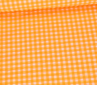 Seersucker - Kariert - Karomuster Klein - Weiß/Neonorange