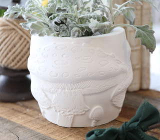 Silikon - Gießform - Pflanztopf - Dekoschale - mit Waldpilzen - vielfältig nutzbar