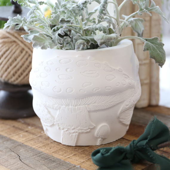 Silikon - Gießform - Pflanztopf - Dekoschale - mit Waldpilzen - vielfältig nutzbar