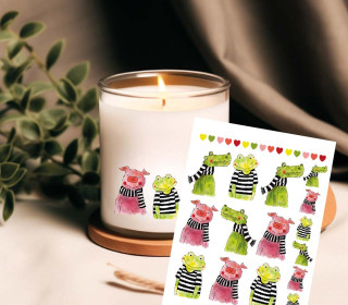 Rub-On Sticker - fröhliche Tierfreunde - Frosch/Kroko/Schweinchen - ela ideen - Tante Henni Rub-Ons - vielfältig nutzbar