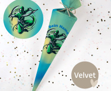 DIY-Nähset Schultüte - Ninja - Grün - Aquarell - Velvet - zum selber Nähen