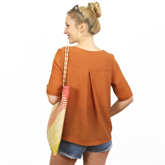 e-book PDF Schnittmuster FRAU YOKO  Bluse mit Kellerfalte  XS-XL