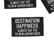 1 Super BIG Label - DESTINATION HAPPINESS - Anlukaa - Schwarz/Weiß