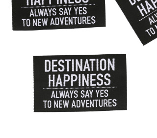 1 Super BIG Label - DESTINATION HAPPINESS - Anlukaa - Schwarz/Weiß
