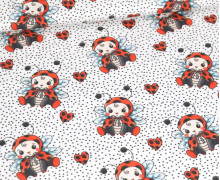 Modal Jersey - Marienkäferchen - Weiß - Katzengold Designs - abby and me