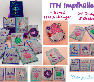 Stickdatei Set ITH Impfpasshüllen 24 Designs geeignet für den 13x18 Rahmen