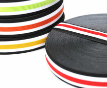 1 Meter Gummiband - 30mm - Five Stripes - Schwarz/Rot