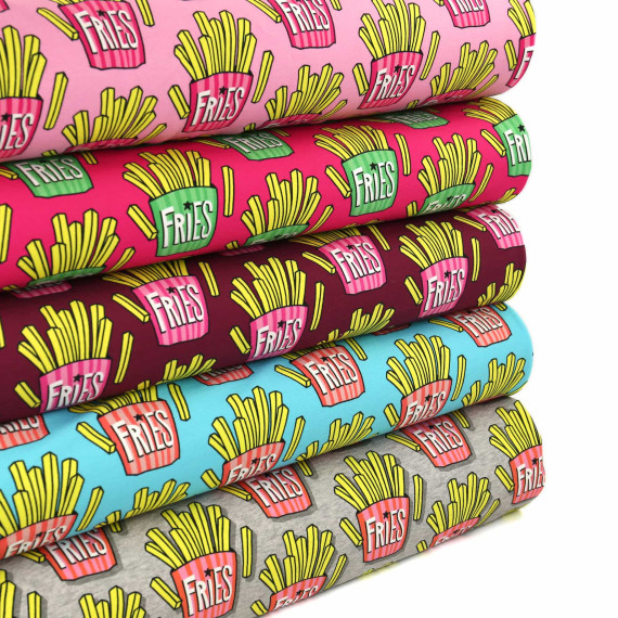 Bio-Sommersweat - French Terry - OMG Fries - Classics - Rosa - Hamburger Liebe