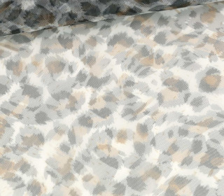 Feiner Tüllstoff - Weich - Leomuster - Weiß