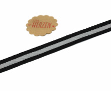 1 Meter Ripsband - Köperband - Streifen - 15mm - Schwarz/Grau