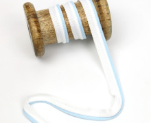 1 Meter Paspelband Duo - Doppelpaspelband - Weiß/Pastellblau