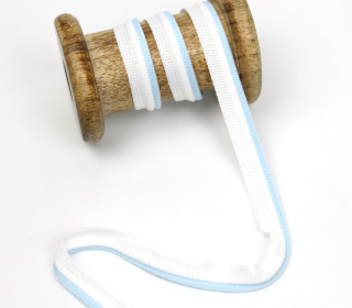 1 Meter Paspelband Duo - Doppelpaspelband - Weiß/Pastellblau