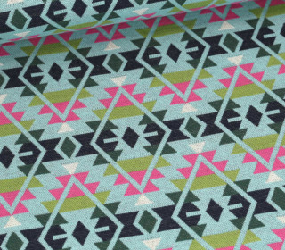 Bio-Jacquard - 6 Farb Spezial Jacquard Jersey - Plaid - Western Fairy Tales - Stahlblau/Opalgrün - Hamburger Liebe
