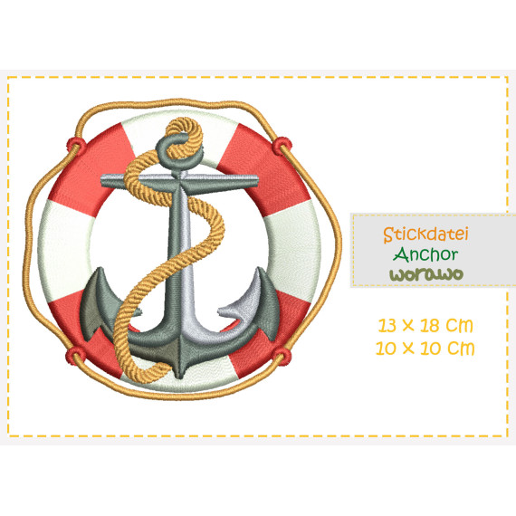 Stickdatei - Anker - Anchor (10 x 10 cm & 13 x 18 cm)