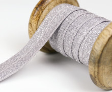 1m Faltgummi - elastisch - Glitzer - Faltband - 20mm - Hellgrau Silber