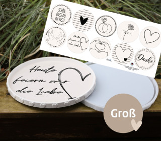 Outdoorstoff - Black & White Wedding - Inlays für Silikon - Dekoteller - Tablett - Groß - Frida Kreativ - abby and amy