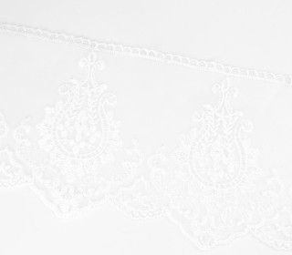 1m Bestickte Borte - Stickborte - auf Monofil - 15,0cm - Weiß