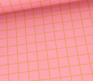 Kunstleder - Fashionstoff - Happy Collection - Karo - Cherry Picking - Lachsrosa/Ocker