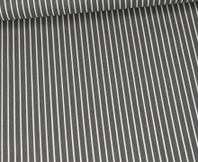 Baumwolle - Webware - Popelin - Bedruckt - Schmale Streifen - Dunkelgrau