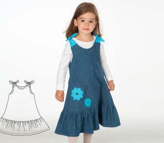 Baby Mädchenkleid Schnittmuster Tunika, Hängerchen mit Rüschen und Schleifen. Ebook pdf Babykleid mit Anleitung SIENA von Patternforkids
