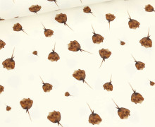 Jersey - Bedruckt - Watercolor Brown Blossoms - Warmweiß