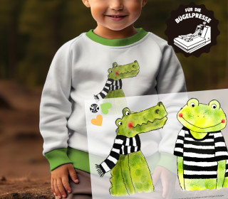 Onkel Bo's Bügelbilder - DIN A4 - fröhliche Tierfreunde - Frosch/Kroko - ela ideen - BIG