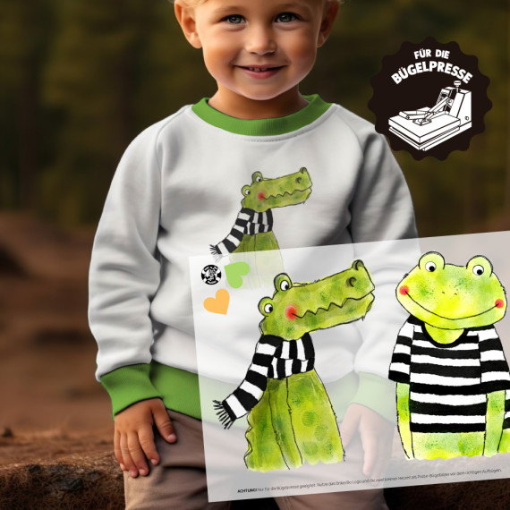Onkel Bo's Bügelbilder - DIN A4 - fröhliche Tierfreunde - Frosch/Kroko - ela ideen - BIG