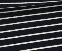 Frottee - Baumwolle - Yarn Dyed Stripes - 245g - Schwarzblau/Warmweiß
