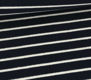 Frottee - Baumwolle - Yarn Dyed Stripes - 245g - Schwarzblau/Warmweiß
