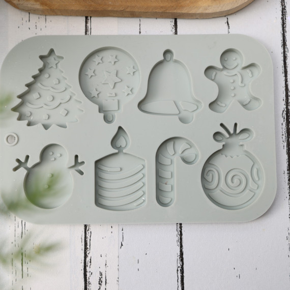 Silikon - Gießform - Matte für 8 Weihnachtsmotive - vielfältig nutzbar
