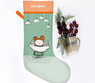 DIY-Nähset - Nikolaussocke - Softshell - Engel - Grün - Formenfroh