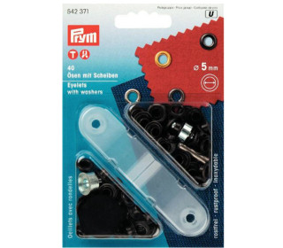 40 Ösen mit Scheiben - Eyelets - Anthrazit - 5mm - Prym