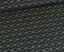 Baumwolle - Webware - Popeline - bedruckt - 3D Quadrate - Schwarz