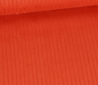 Samt - Chenillegewebe - Dekostoff - Breite Rippen - Polsterstoff - Uni - Orange