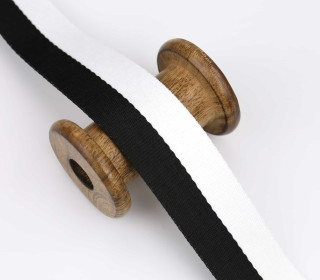 1 Meter Gurtband  - 38mm - Doppelstreifen - 2 Streifen - Weiß/Schwarz