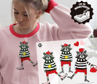 Onkel Bo's Bügelbilder - DIN A4 - Winterliebe - Waschbär - ela ideen - BIG